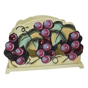 Hand Painted Grape Motif CAST IRON 6" Napkin Holder ODI 2005